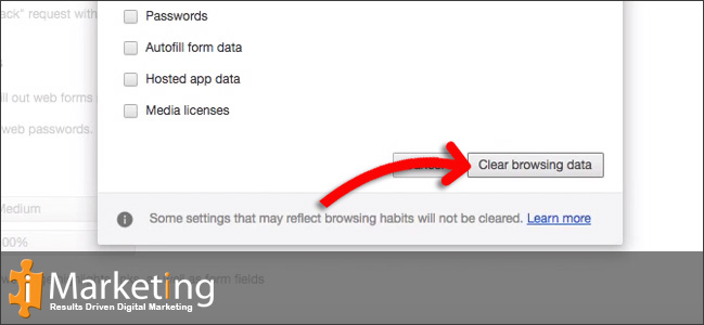 Step 5 Click on Clear browsing data and wait for the tool to complete. Your browser cache is now empty.